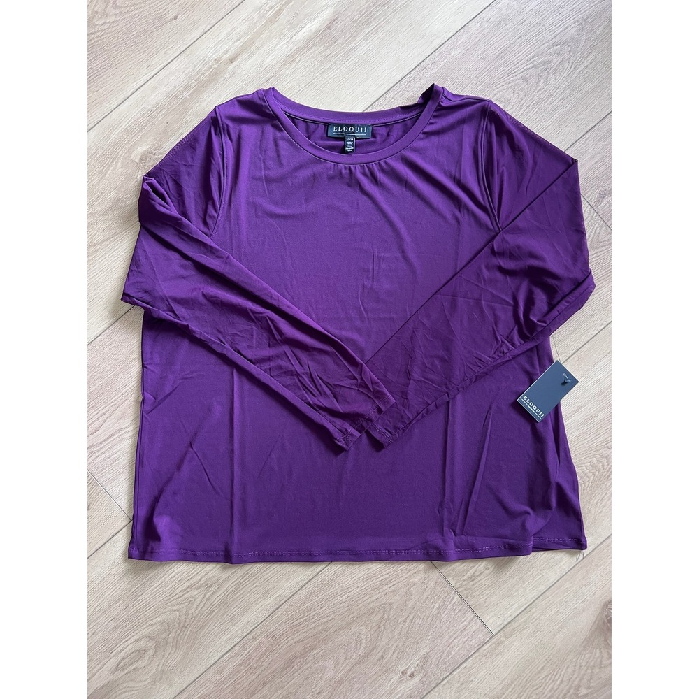 NWT Eloquii Plus Size 22/24‎ Long Sleeve Crew Neck T-Shirt Royal Purple NWT